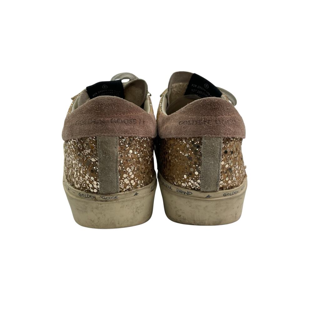 Golden Goose Gold Suede Glitters Star Patch Lace Up Round Toe Sneakers Shoes 10 - Picture 3 of 9